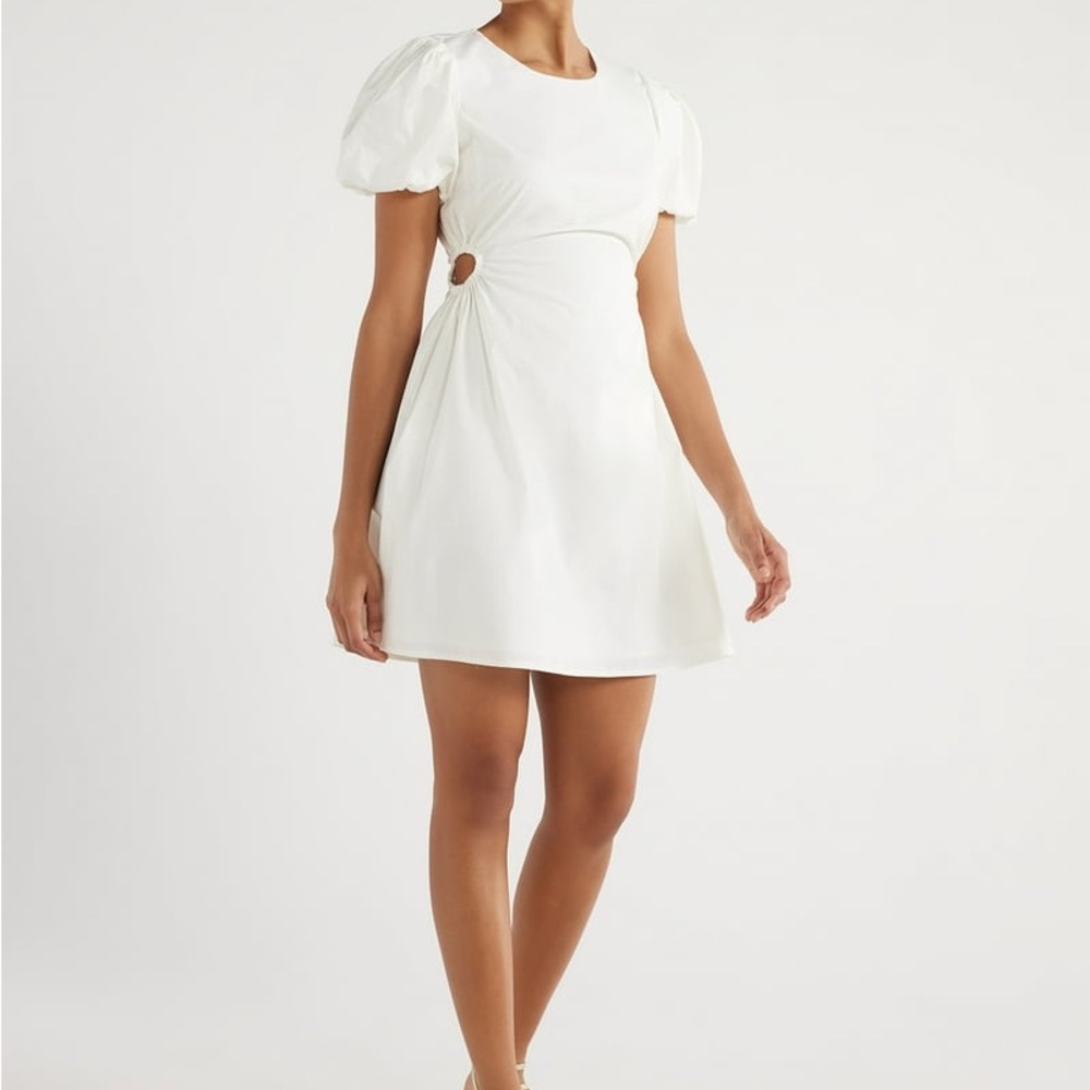 Scoop NYC White Puff Sleeve Mini Dress